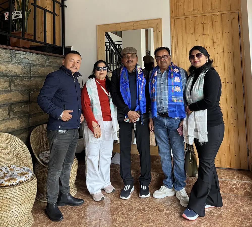 Family tourists welcomed by Jiwan Subba at Jeepa Travel Sikkim in Gangtok
